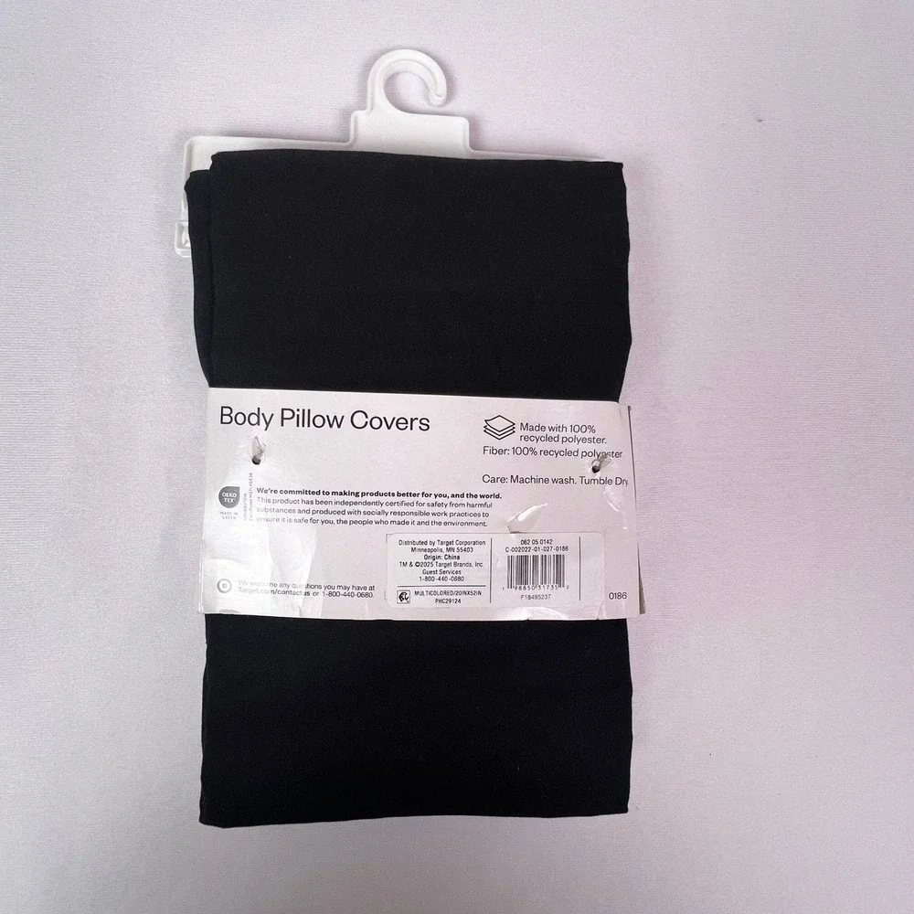Room Essentials Body Pillow Covers 20x52 Black Grid Set of 2 Target
